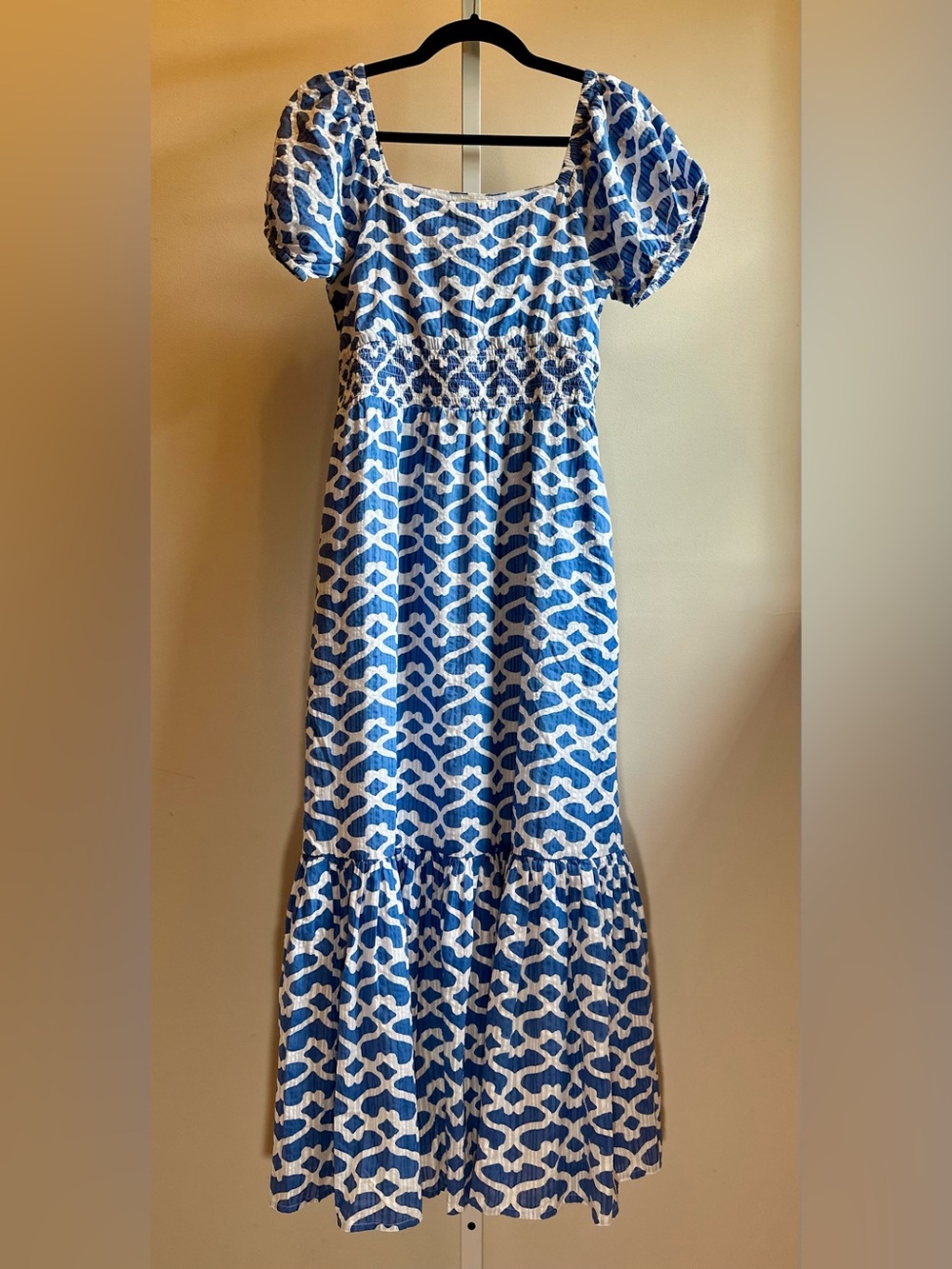 Roller Rabbit Big Cata Annika Dress NWT Small Blue White Cotton Midi $198